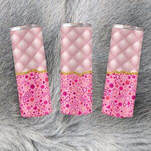 20oz Pink Breast Cancer Awareness Tufted Stainless Steel Tumbler